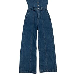 PAIGE Blue Wide Leg Pants High-Waisted Retro Style